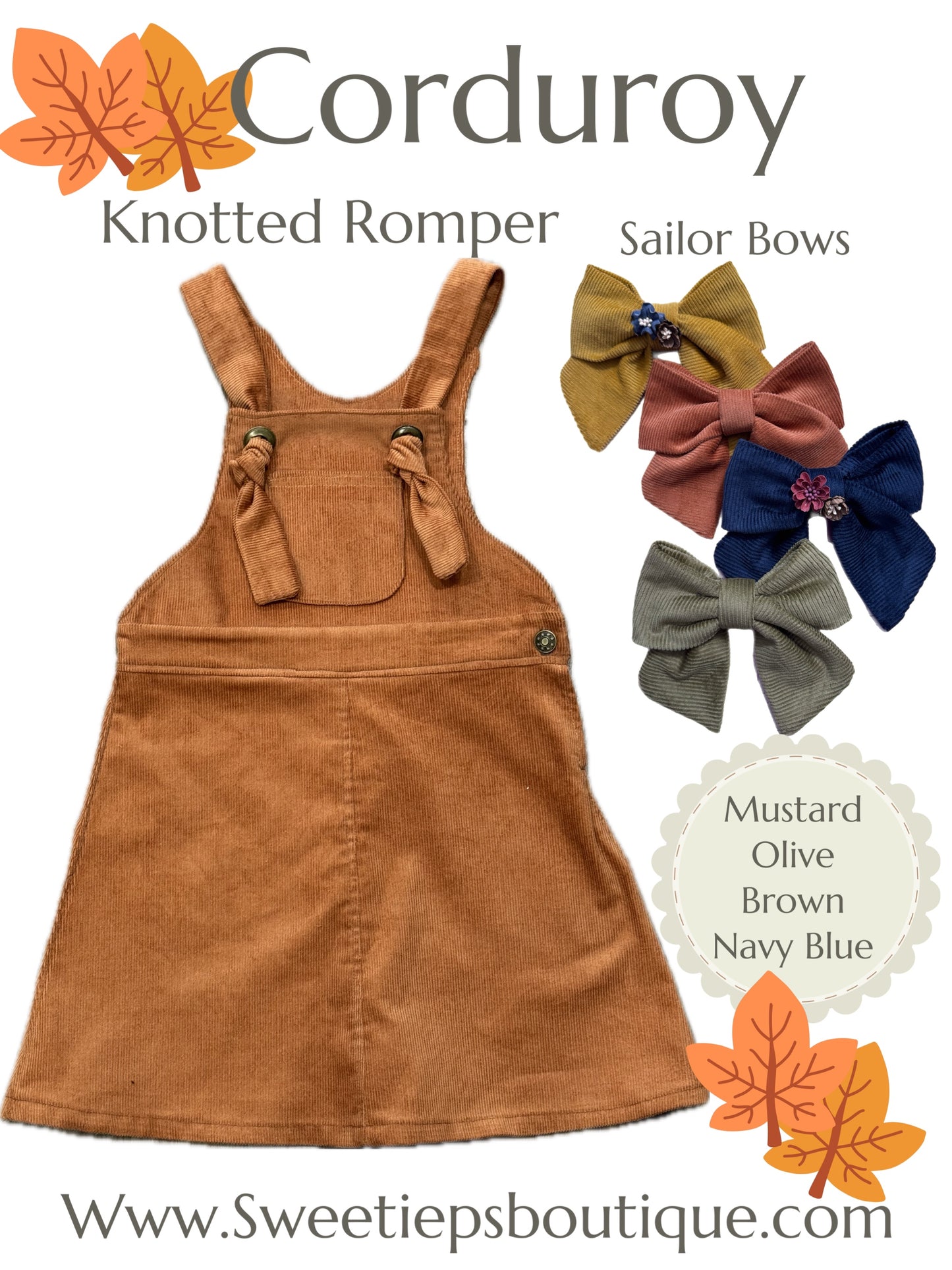 Corduroy Knotted Romper